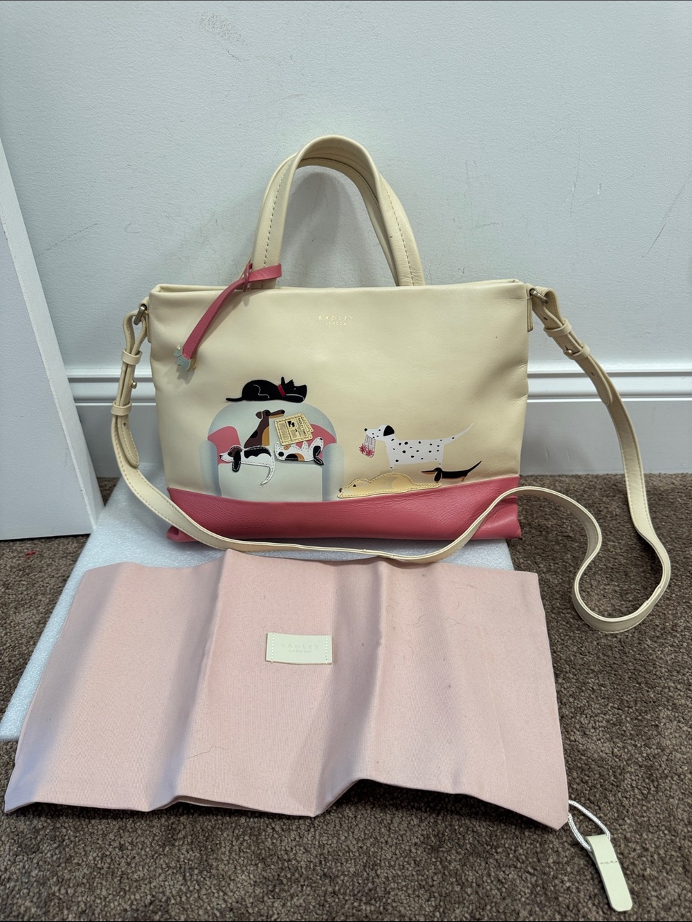 Radley London Sunday snooze dog print crossbody bag purse